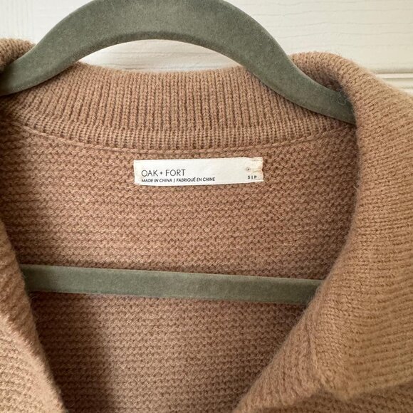 Oak + Fort cropped knit sweater with collar, Beige, size S - Picture 4 of 6